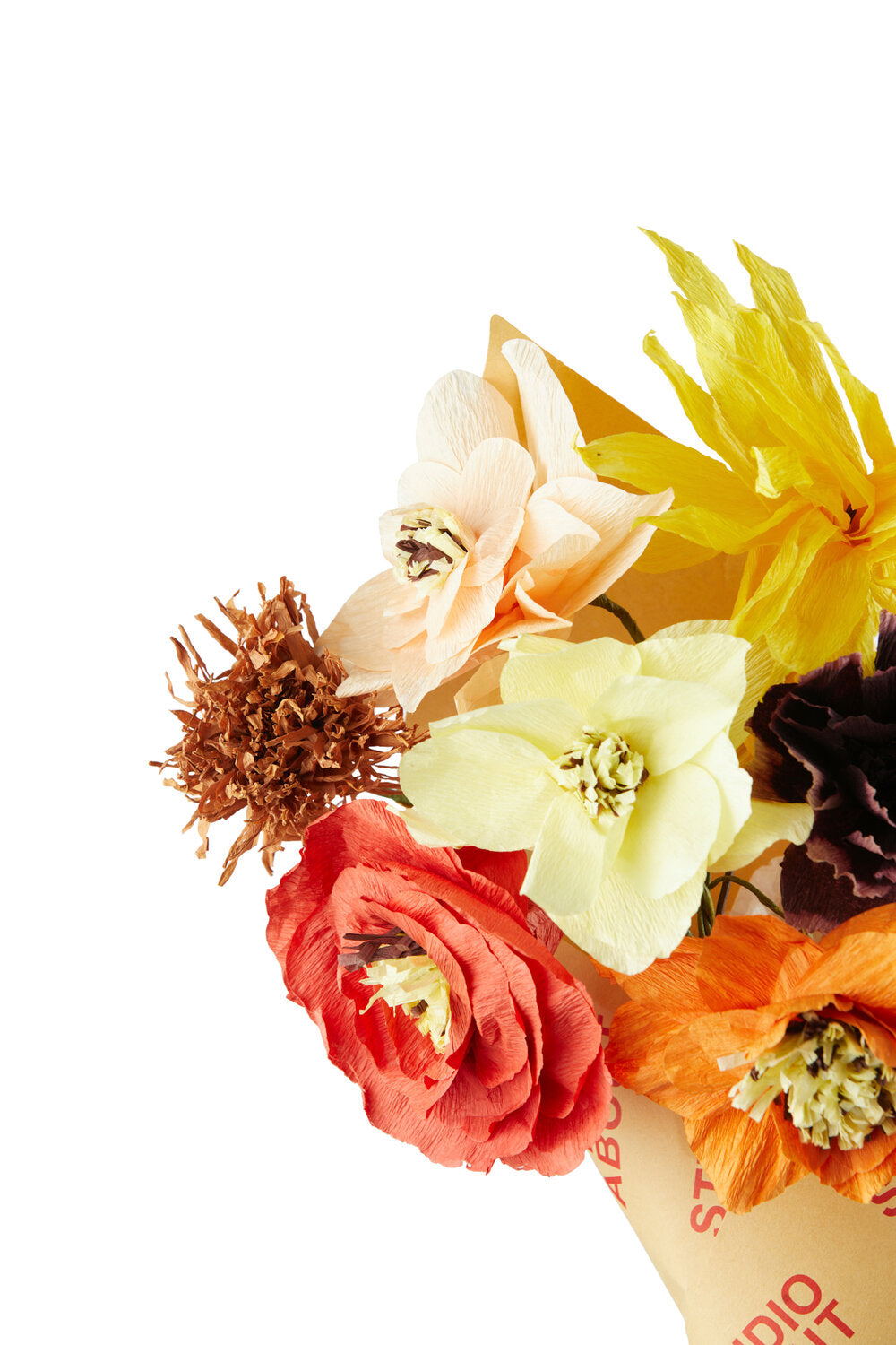 Papir blomsterbuket, 7 stk - Good Luck